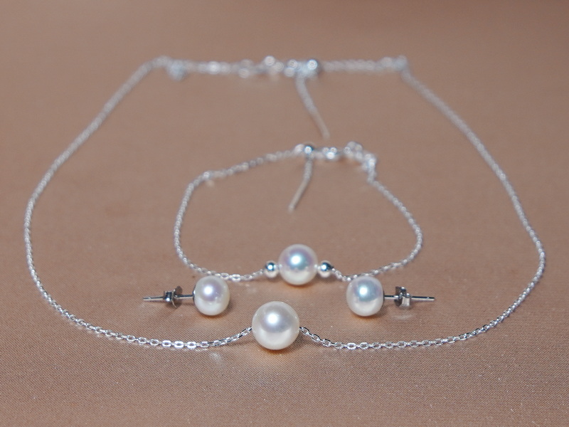 Súprava šperkov z pravých bielych sladkovodných perál v striebre NB123SwU